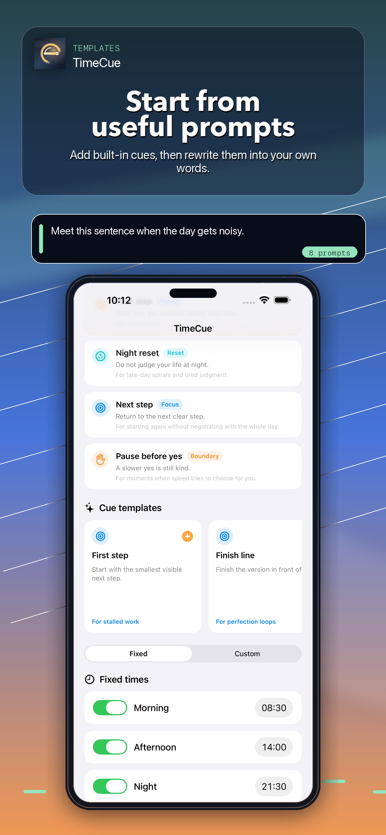 TimeCue custom reminder scheduling preview